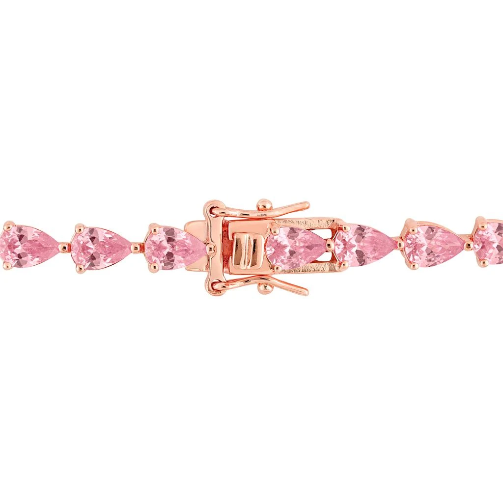 商品Mimi & Max|13 1/2 CT TGW Pear Shape Created Pink Sapphire Tennis Bracelet in Rose Plated Sterling Silver,价格¥451,第2张图片详细描述