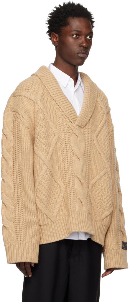 Beige Shawl Collar Sweater商品第2张图片规格展示