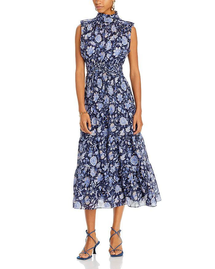 商品Derek Lam|Junia Ruched Sleeve Floral Midi Dress,价格¥3080,第1张图片详细描述
