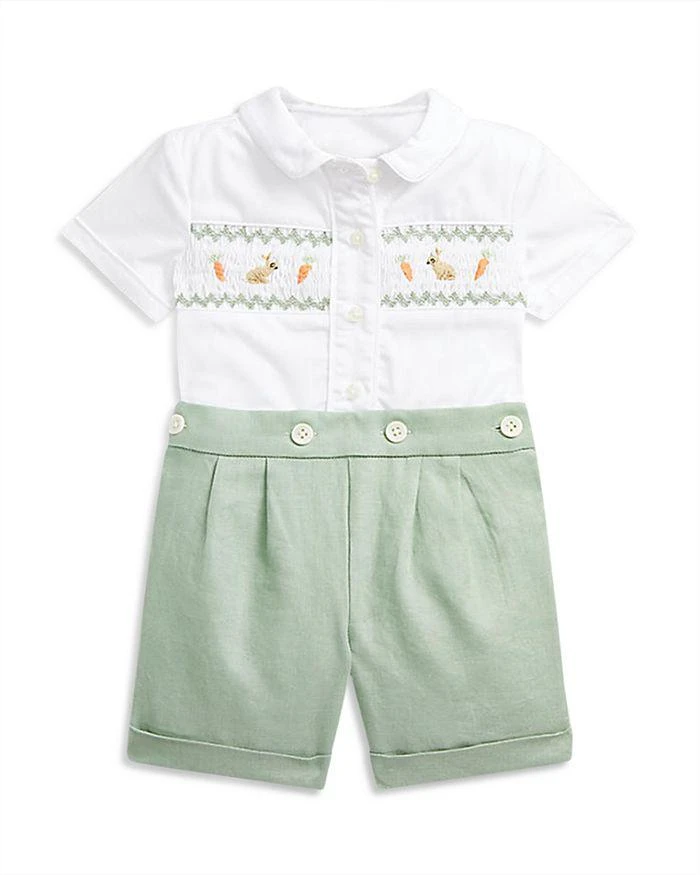 Boys' Smocked Cotton Shirt & Linen Shorts Set - Baby 商品