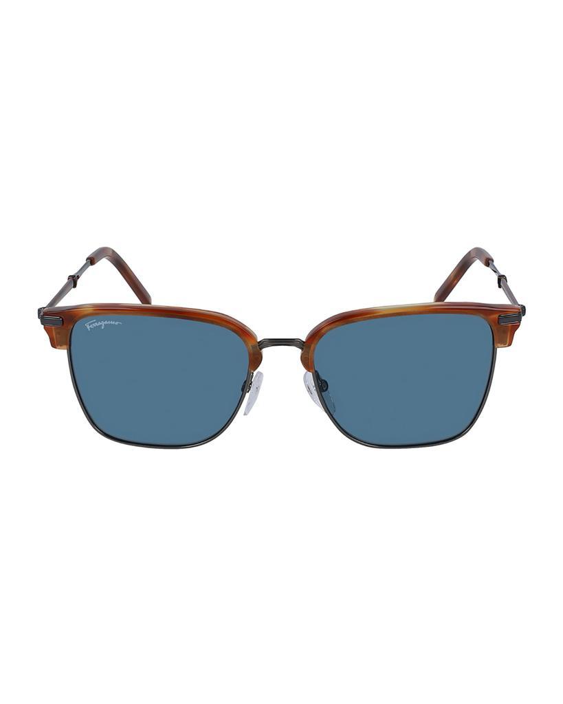 商品Salvatore Ferragamo|Men's Half-Rim Rectangle Metal/Acetate Sunglasses,价格¥3059,第1张图片