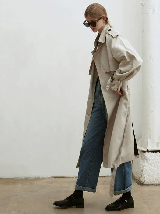 商品NICK&NICOLE|Oversized Double Trench Coat (Light Beige),价格¥774,第3张图片详细描述