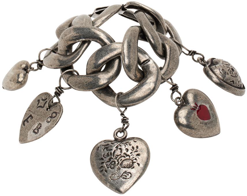 Silver Heart Charm Bracelet商品第1张图片规格展示