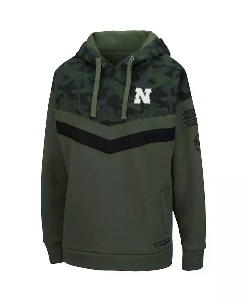 商品Colosseum|Women's Olive and Camo Nebraska Huskers OHT Military-Inspired Appreciation Extraction Chevron Pullover Hoodie,价格¥445,第2张图片详细描述
