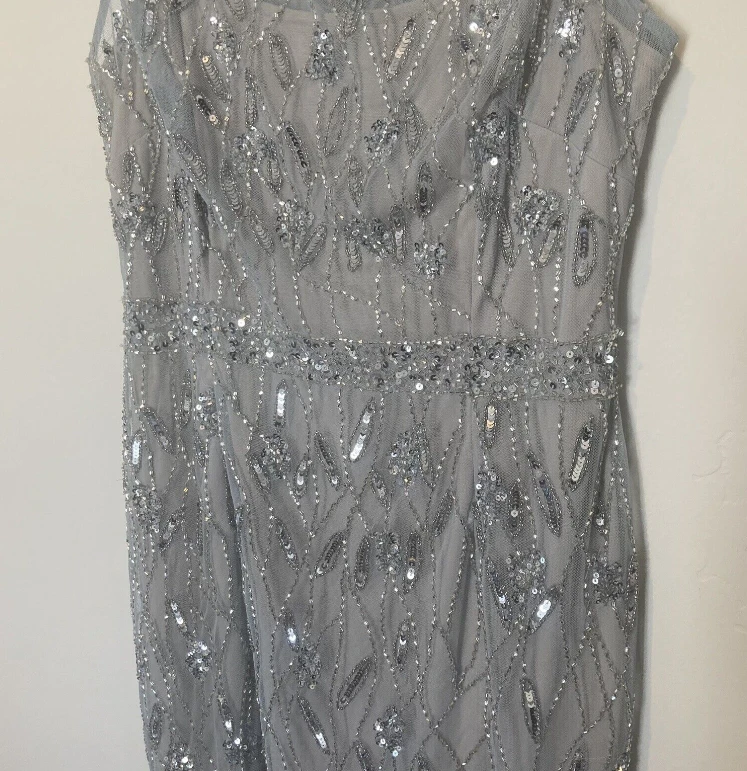 Adrianna Papell Blue Mist Beaded Cocktail Dress Size US 16 Wedding Formal MOB 商品