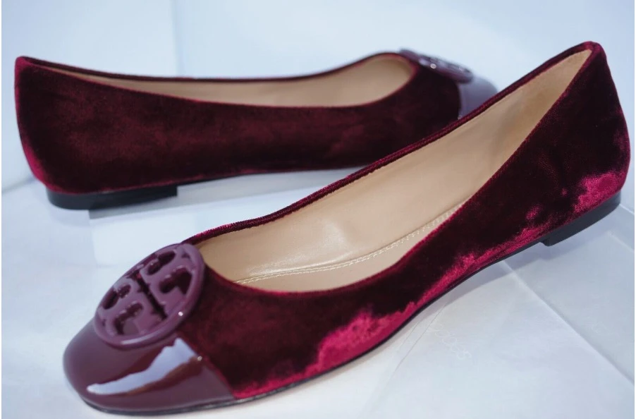 商品Tory Burch|tory burch chelsea cap-toe ballet 40718 bordeaux/port 601,价格¥1378,第1张图片