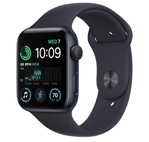 Apple Watch SE (2nd Gen) [GPS 44mm] Smart Watch w/Midnight Aluminum Case & Midnight Sport Band - M/L. Fitness & Sleep Tracker, Crash Detection, Heart Rate Monitor, Retina Display, Water Resistant