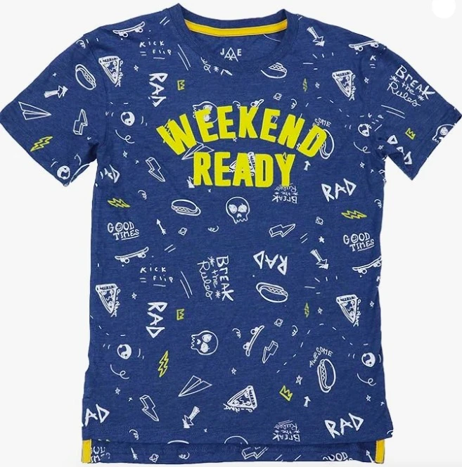 商品Hybrid|Hybrid Promotions Jem Big Boys Weekend Ready Graphic Short Sleeve T-Shirt,价格¥40,第1张图片