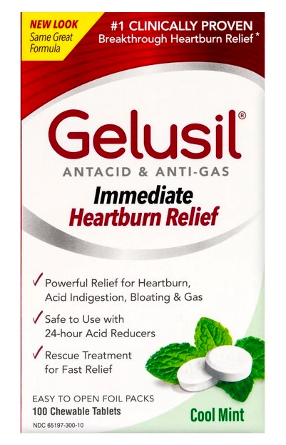 商品BEYOND|Gelusil Antacid & Anti-Gas Cool Mint Chewable Tablets, 100 CT,价格¥70,第1张图片