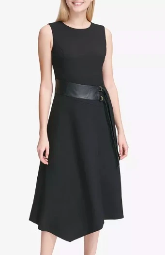 商品Calvin Klein|【10码】A-Line Midi Sleeveless Scuba Crepe Dress,价格¥439,第1张图片