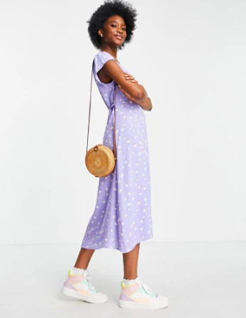 Cotton:On tie back midi slip dress in cream floral 商品