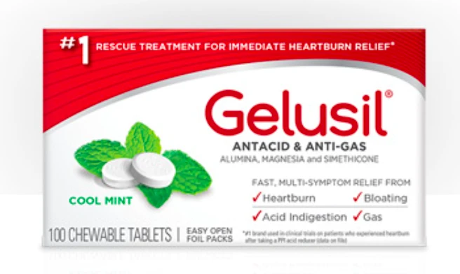 商品BEYOND|Gelusil Antacid & Anti-Gas Cool Mint Chewable Tablets, 100 CT,价格¥78,第1张图片