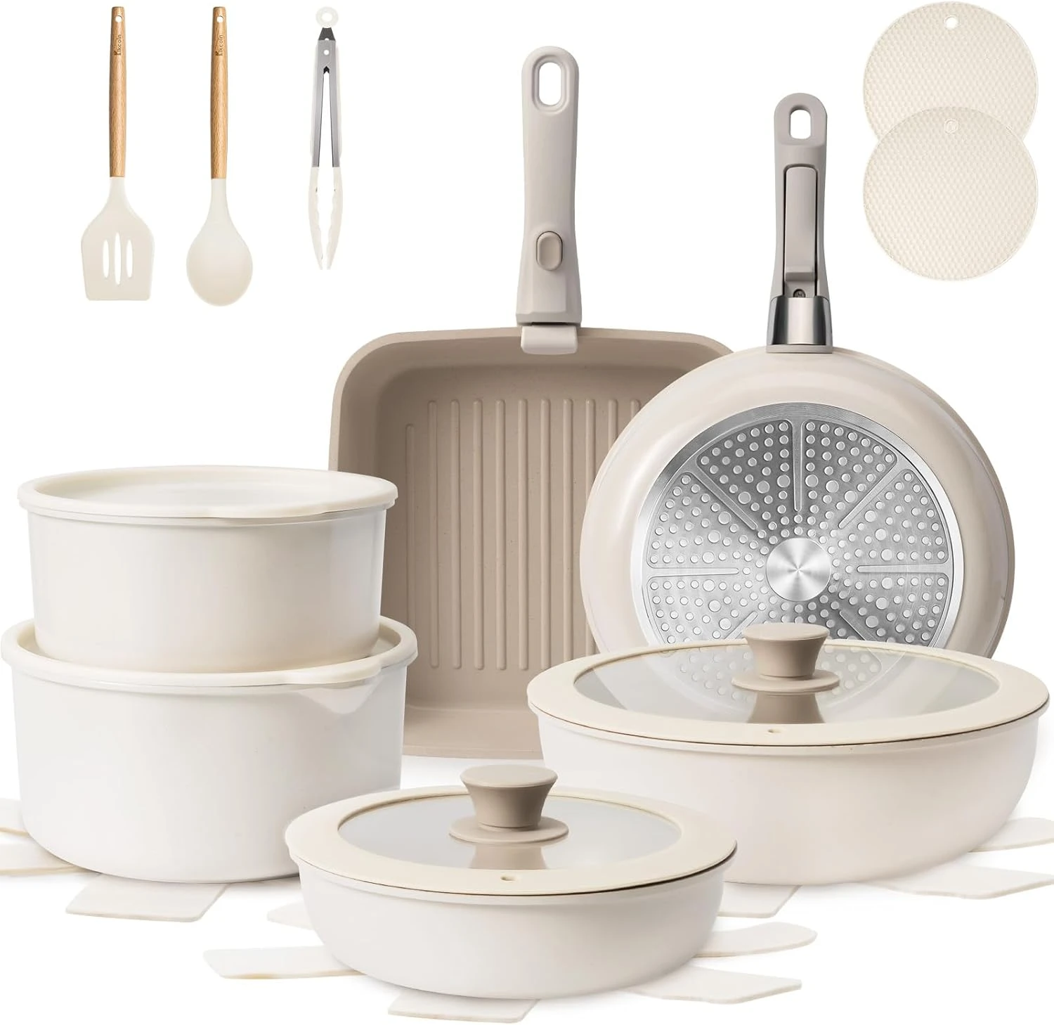 商品BEYOND|KIKCOIN Ceramic Cookware Set, 22 Pcs,价格¥475,第1张图片