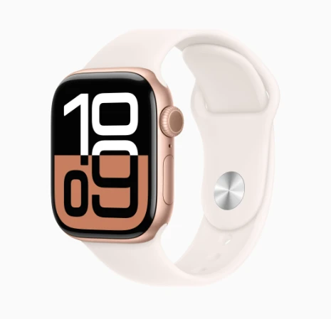 商品Apple|Apple Watch Series 10 [GPS 42mm case] Smartwatch with Rose Gold Aluminium Case with Light Blush Sport Band - S/M. Fitness Tracker, ECG App, Always-On Retina Display, Water Resistant,价格¥2360,第1张图片