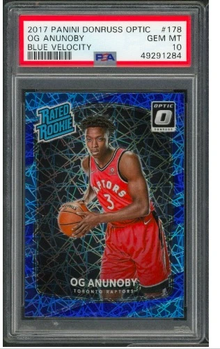 商品PANINI|OG Anunoby 2017 Panini Donruss Optic 蓝色 Velocity 新秀卡 #178 PSA 10,价格¥61,第1张图片