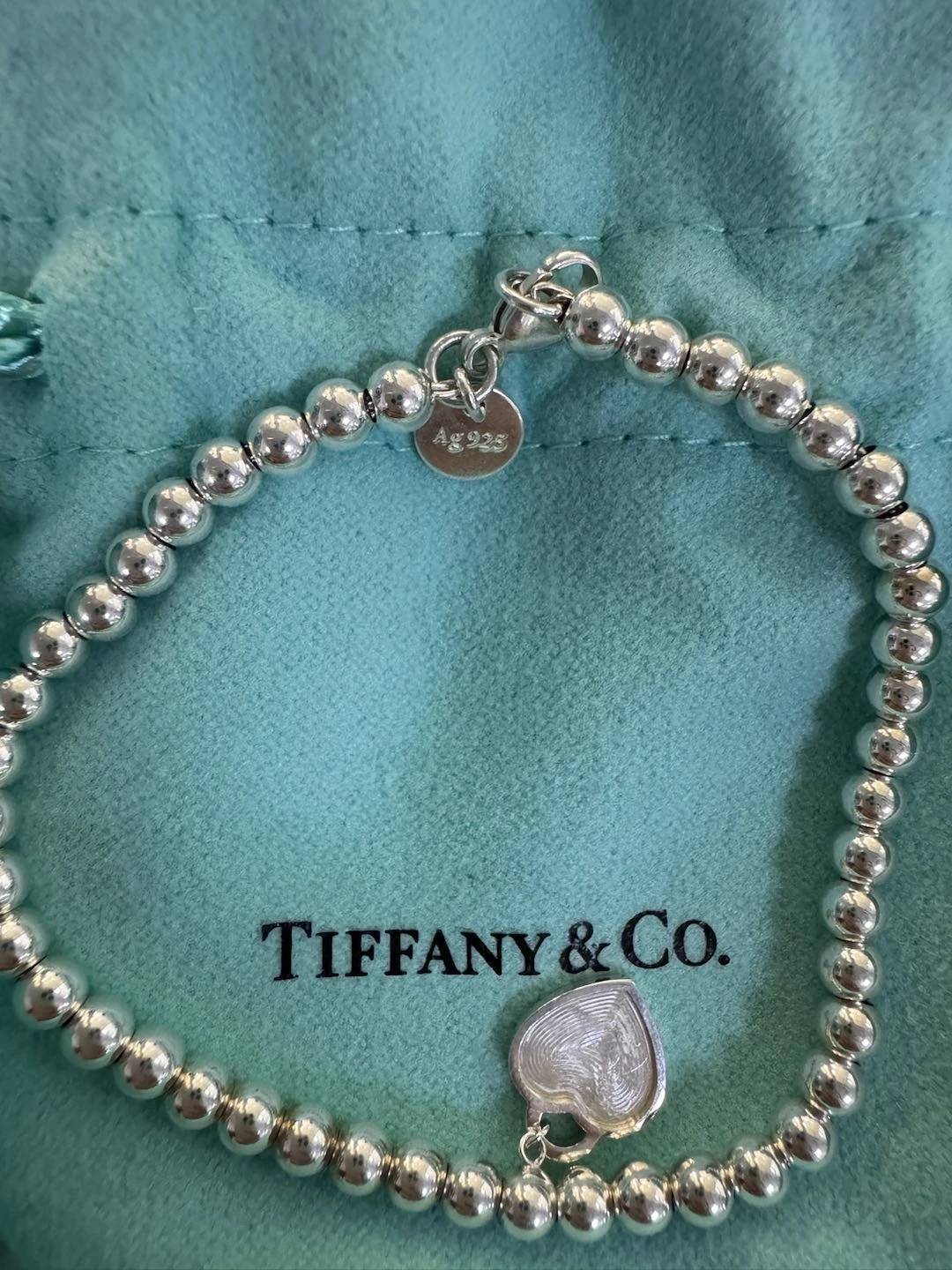 【珐琅心脱落/只剩手链子】Tiffany & Co. 蓝色心形吊坠手链 商品