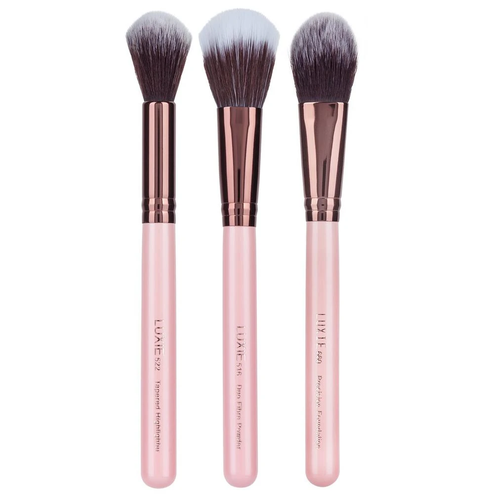 商品[国内直发] Luxie|Luxie Rose Gold 3 Piece Face Set 套装｜Luxie 粉红玫瑰金面部刷具三件套,价格¥339,第1张图片