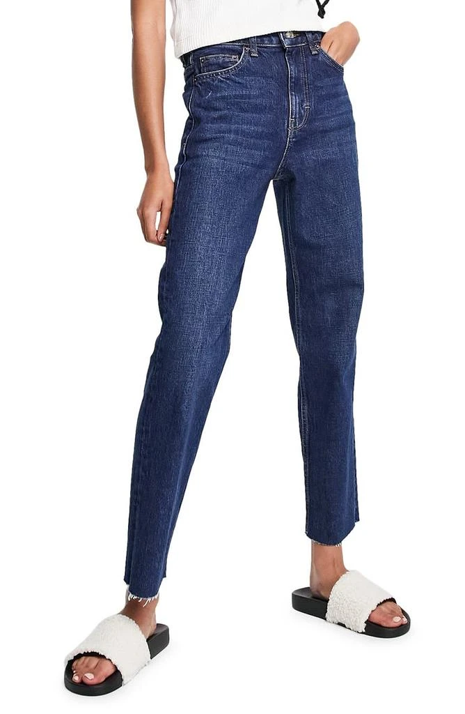 商品Topshop|Raw Hem Straight Leg Jeans,价格¥231,第1张图片