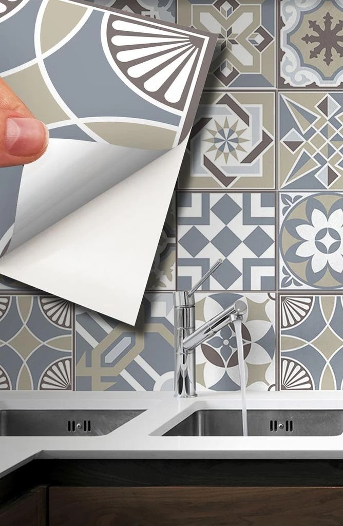 商品WALPLUS|Limestone 72-Piece Tile Sticker Set,价格¥239,第2张图片详细描述