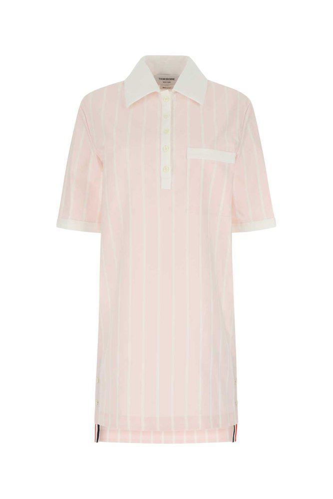 商品Thom Browne|Thom Browne RWB Stripe High-Low Hem Shirt Dress,价格¥4190,第1张图片
