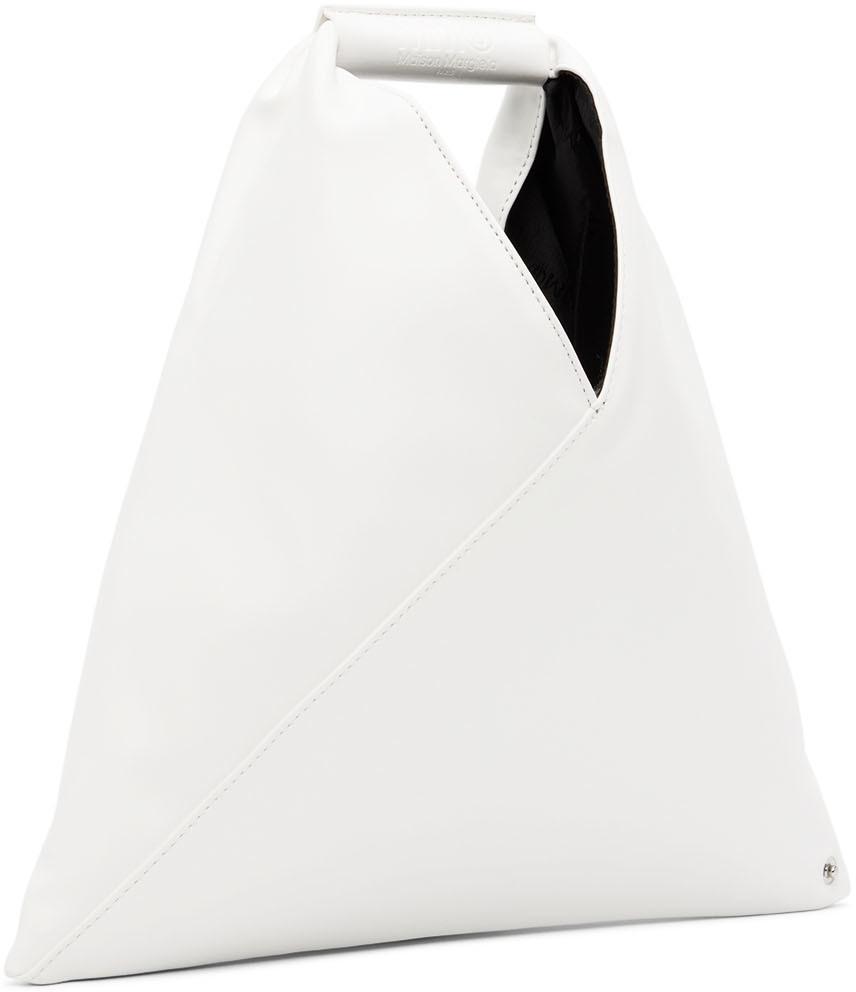 White Faux-Leather Mini Triangle Tote商品第2张图片规格展示