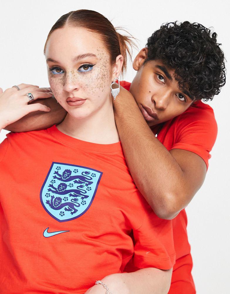 Nike Football World Cup 2022 England unisex crest t-shirt in red商品第4张图片规格展示