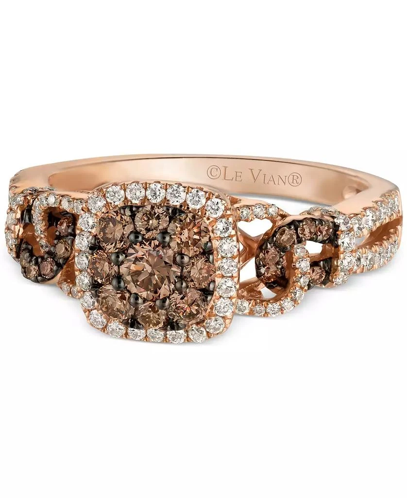 商品Le Vian|Chocolatier Chocolate Diamond & Vanilla Diamond Ring (7/8 ct. t.w.) in 14k Strawberry Gold,价格¥9254,第1张图片