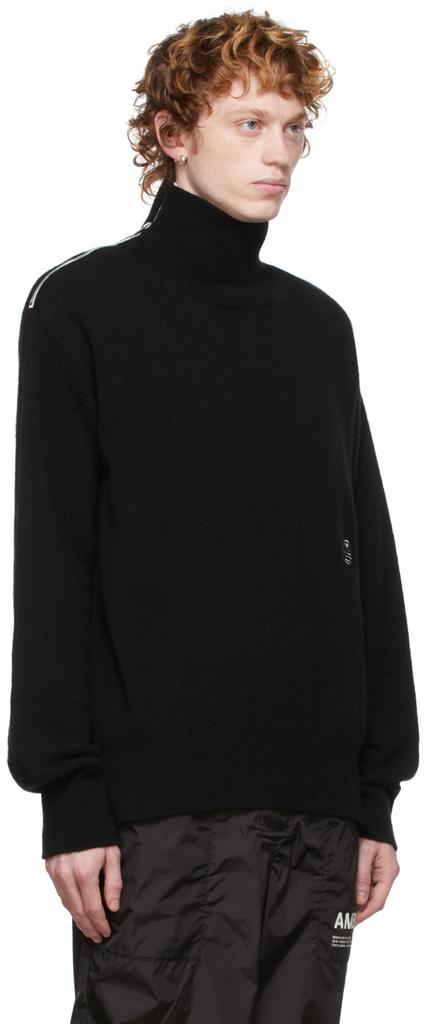 Black Wool Zip-Up Turtleneck商品第2张图片规格展示