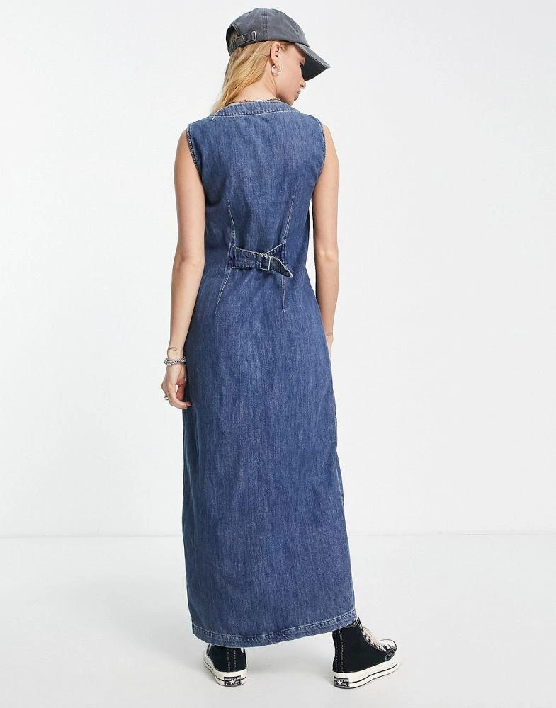 商品Topshop|Topshop 90s midi button down dress in mid blue,价格¥383,第2张图片详细描述