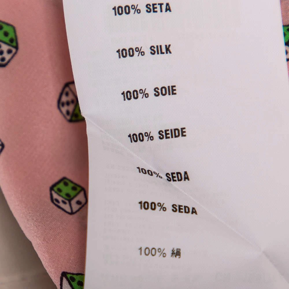 Prada Pink Dice Printed Silk Pleated Yolk Detail Short Sleeve Blouse S 商品