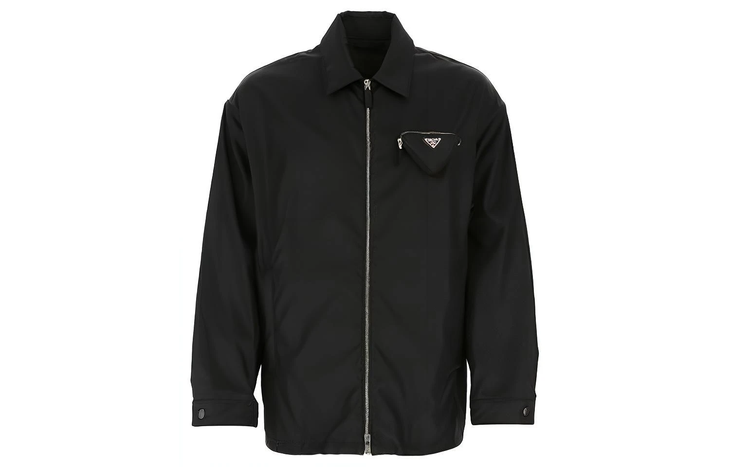 商品[国内直发] Prada|普拉达 FW21 休闲翻领徽标logo拉链夹克外套 男款 黑色,价格¥11911,第1张图片
