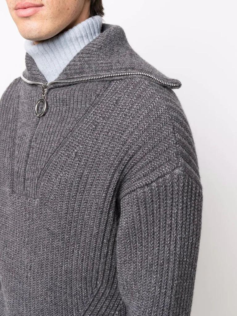 商品AMI|Zipped collar ribbed jumper,价格¥2082,第7张图片详细描述