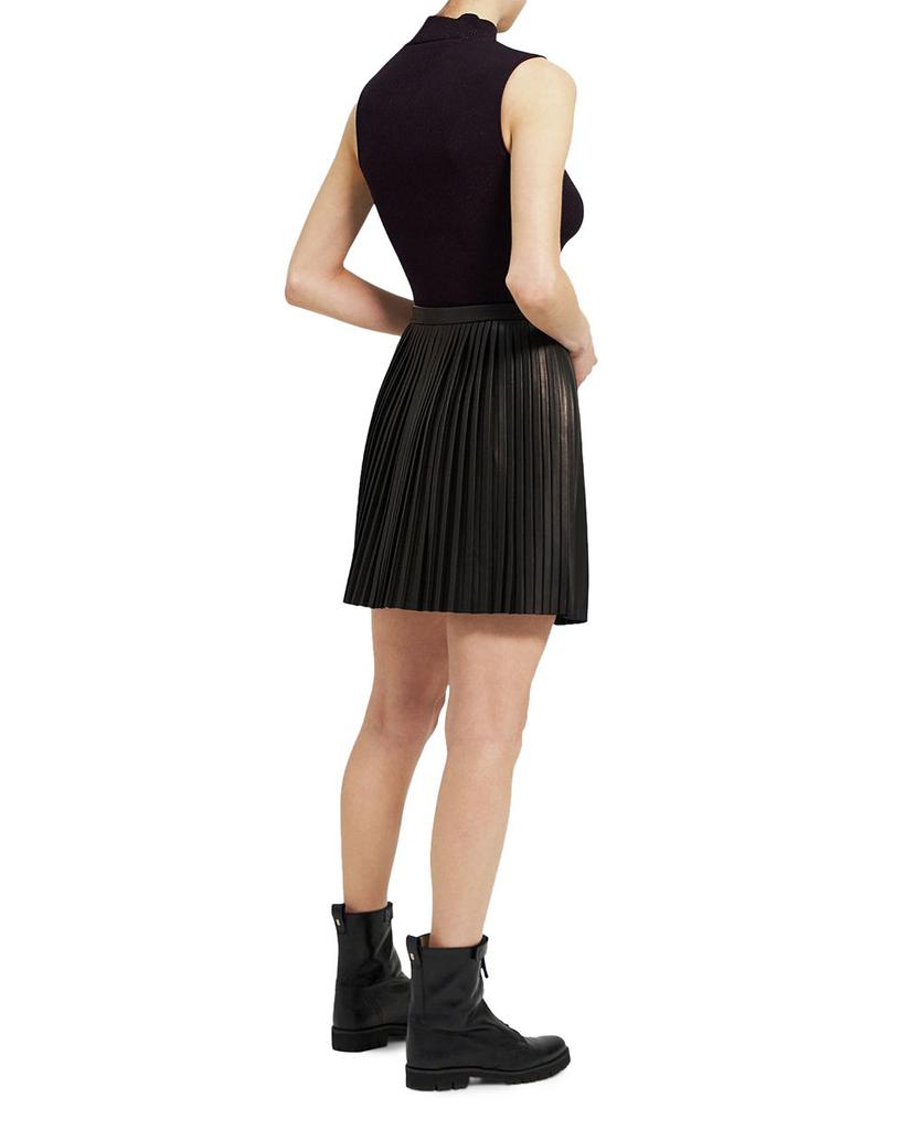 Pleated Leather Mini Skirt商品第5张图片规格展示