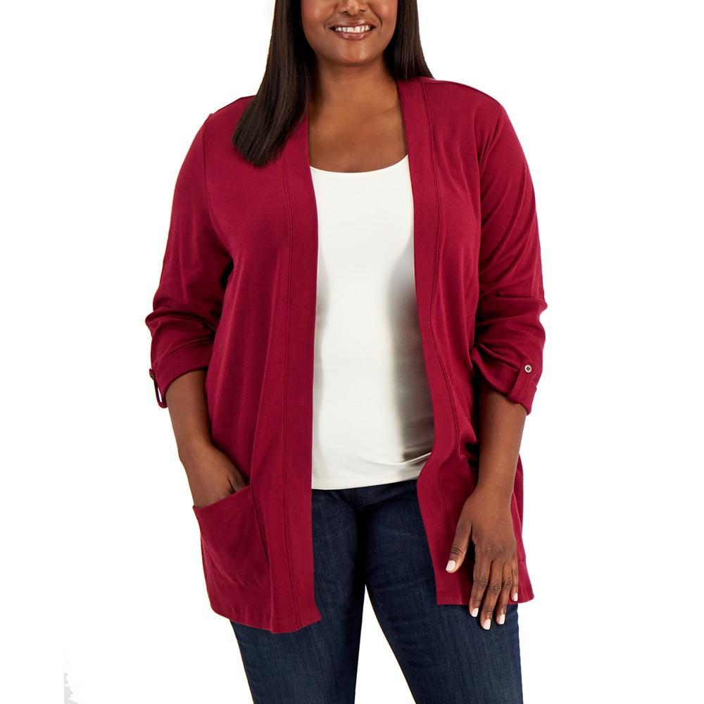 商品Karen Scott|Plus Size Cotton Cozy Cardigan, Created for Macy's,价格¥147,第1张图片