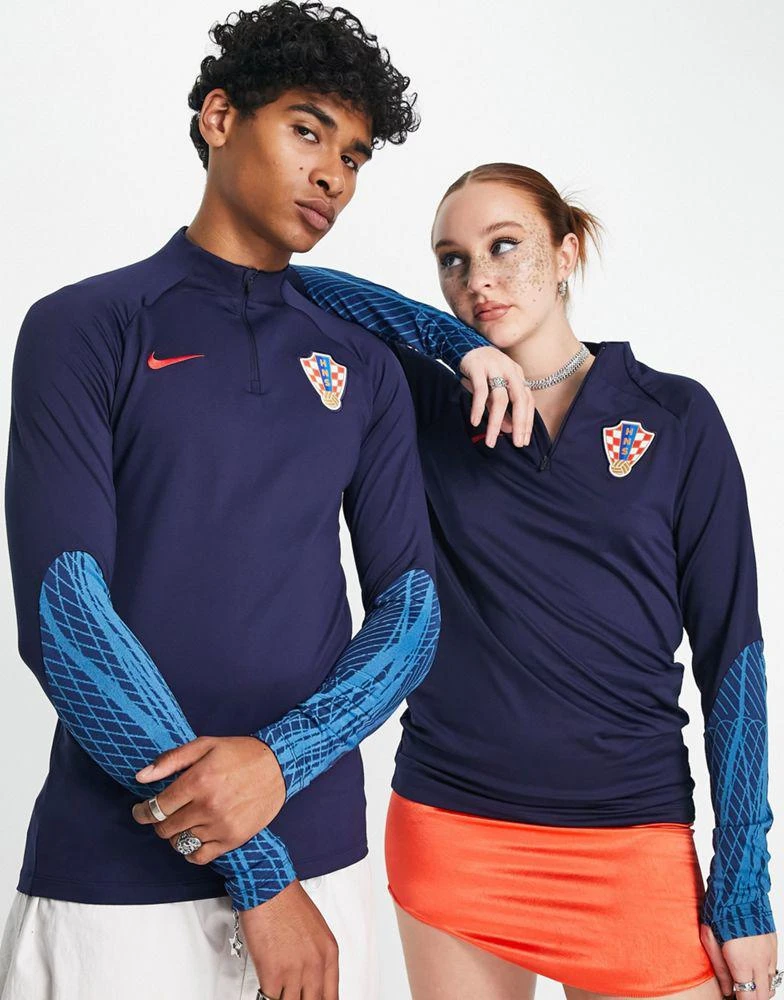 商品NIKE|Nike Football Croatia World Cup 2022 Strike Drill unisex zip neck top in dark blue,价格¥348,第1张图片