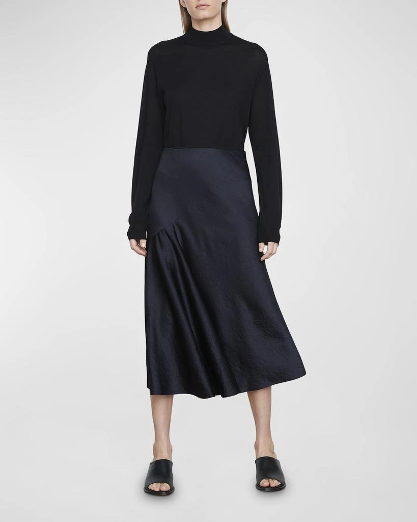 商品Vince|Draped Crushed Satin Midi Slip Skirt,价格¥569,第1张图片