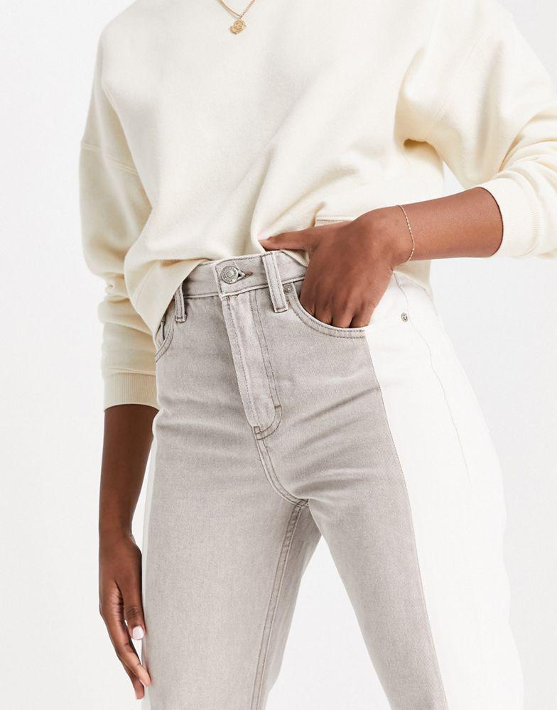 Topshop editor jeans in grey and white colour block商品第4张图片规格展示