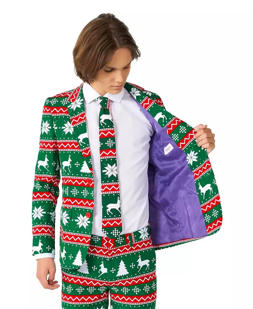 商品OppoSuits|Big Boys Festive Christmas Party Outfit Including Blazer, Pants and Tie Suit Set,价格¥674,第4张图片详细描述