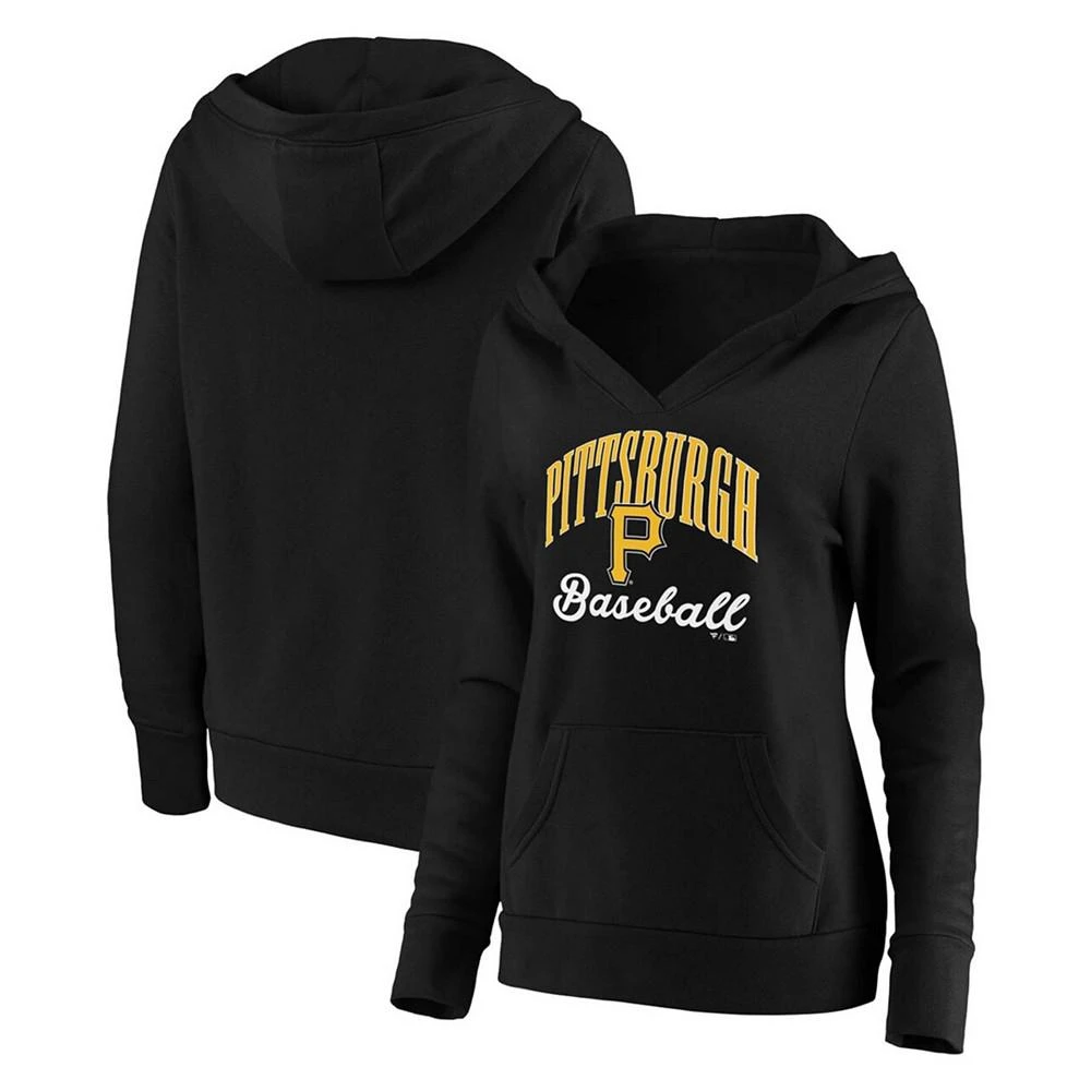 商品Fanatics|Women's Black Pittsburgh Pirates Victory Script Crossover Neck Pullover Hoodie,价格¥388,第1张图片