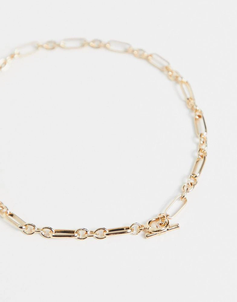 商品ASOS|ASOS DESIGN T-bar necklace with mixed chain in gold tone,价格¥50,第4张图片详细描述