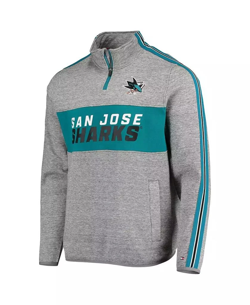 商品Tommy Hilfiger|Men's Heathered Gray San Jose Sharks Mario Quarter-Zip Jacket,价格¥680,第2张图片详细描述