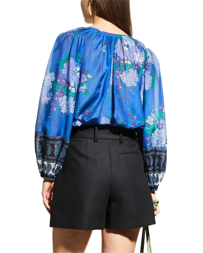 Jamie Ruched Floral-Print Blouse 商品