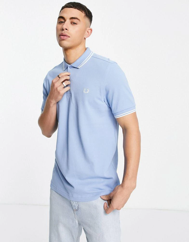 商品Fred Perry|Fred Perry twin tipped logo polo in light blue,价格¥707,第1张图片