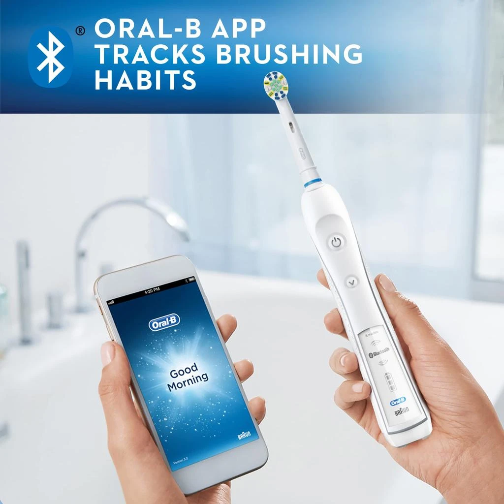 商品Oral-B|Oral-B Pro 5000 Smartseries Power Rechargeable Electric Toothbrush with Bluetooth Connectivity, White Edition,价格¥770,第3张图片详细描述