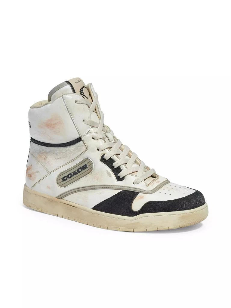 商品Coach|Distressed Leather High-Top Sneakers,价格¥1044,第2张图片详细描述