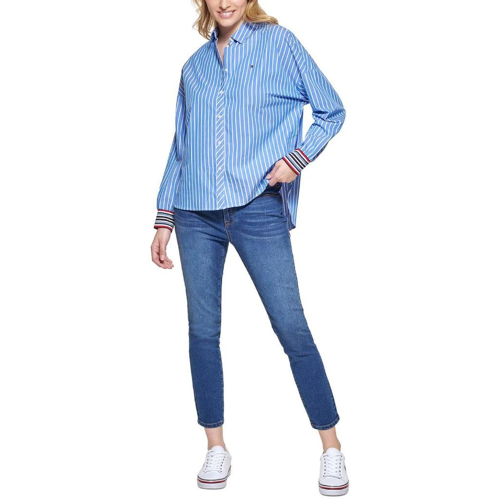 商品Tommy Hilfiger|Tommy Hilfiger Womens Cotton Hi Low Button-Down Top,价格¥199,第2张图片详细描述