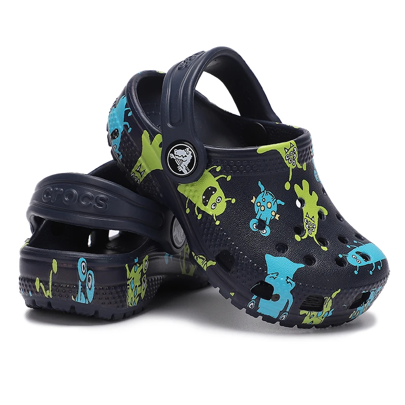 商品[国内直发] Crocs|Classic monster print clog t 经典怪兽图案小克骆格 儿童休闲凉鞋拖鞋洞洞鞋,价格¥104,第1张图片