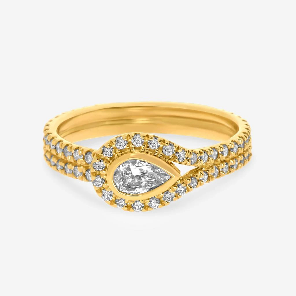 商品Kwiat|Kwiat 18K Yellow Gold, Pear Shape Diamond Button Ring R-14374-0-DIA-18KY,价格¥12550,第1张图片