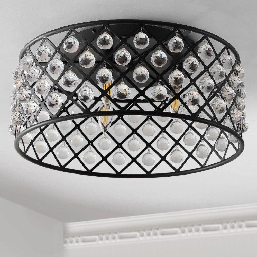 商品JONATHAN Y|Gabrielle 19" Metal/Crystal LED Flush Mount Ceiling Light,价格¥2283,第3张图片详细描述