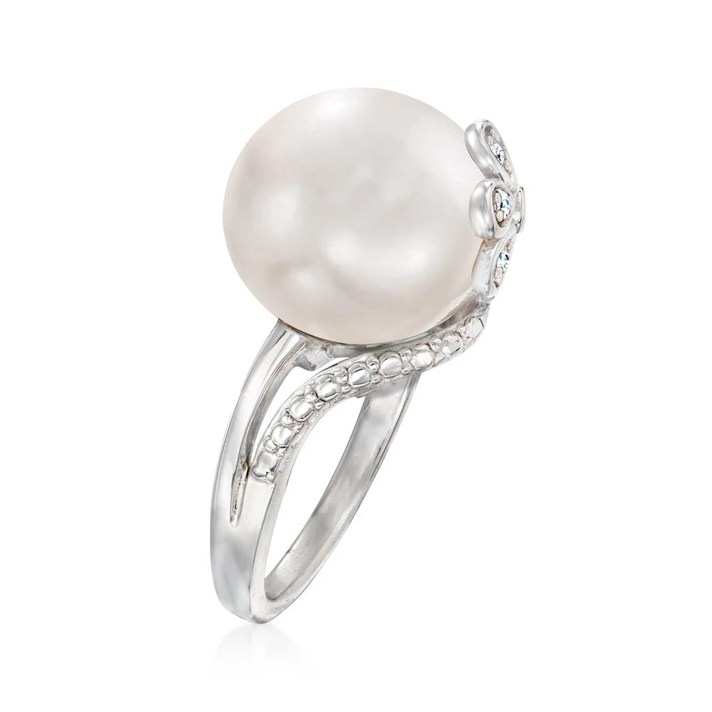 商品Ross-Simons|Ross-Simons 12-12.5mm Cultured Pearl Ring With Diamond Accents in Sterling Silver,价格¥742,第3张图片详细描述